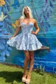 Thora | A-Line Strapless Blue Satin Short Homecoming Dresses with Pockets(Blue,2)