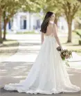 Gorgeous Ball Gown Scoop Neck Open Back Lace Wedding Dresses(Diamond White,2)