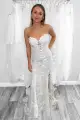 Mermaid Strapless Tulle Appliques Wedding Dresses
