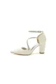 Ivory Chunky Heels with Silver Chain Detailing