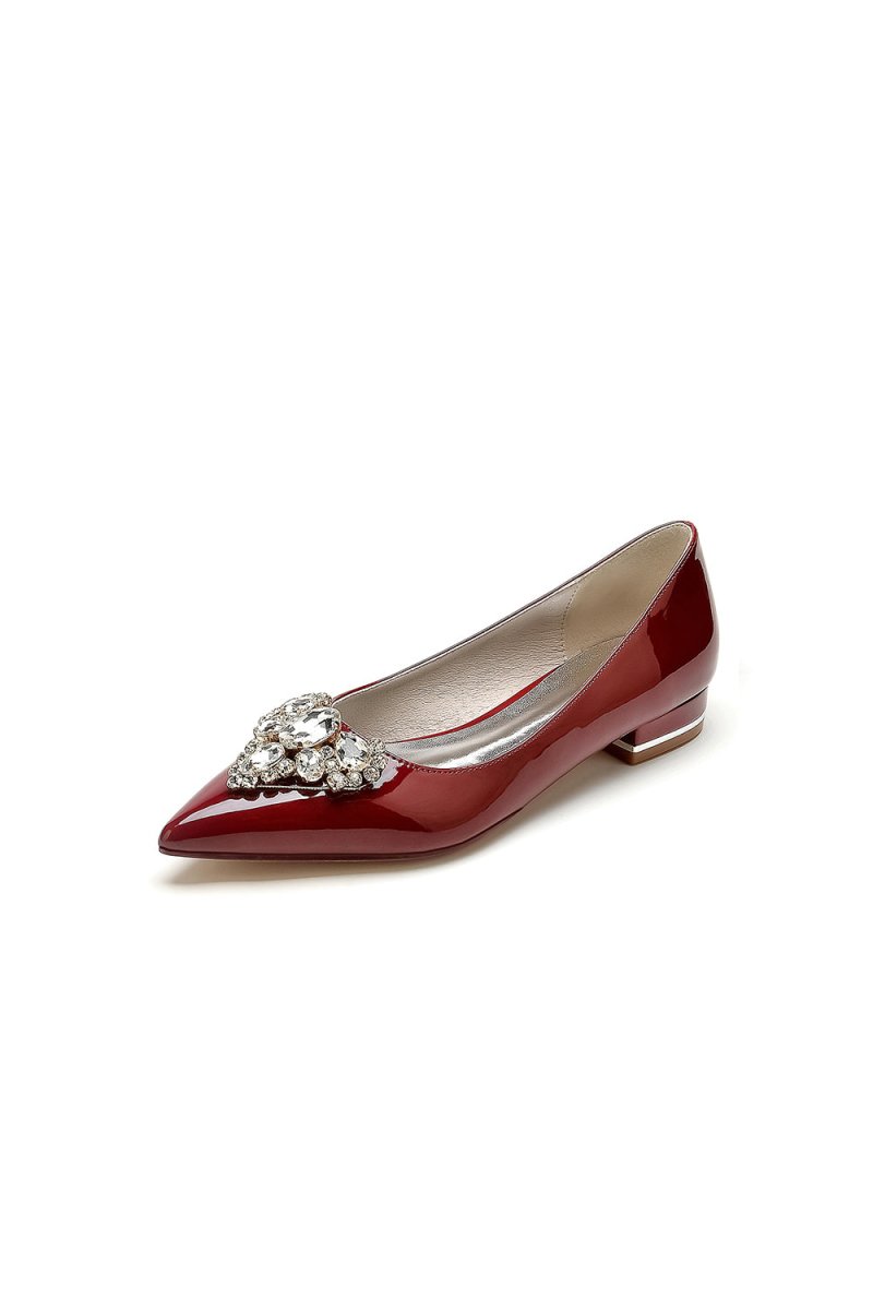 Elegant Burgundy High Heels with an Ornate Crystal Embellishment