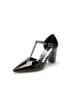 Nude Pink High Heels with Metallic Accents(Black,US5)