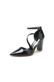 Burgundy Mary Jane Heels with Chunky(Black,US5)