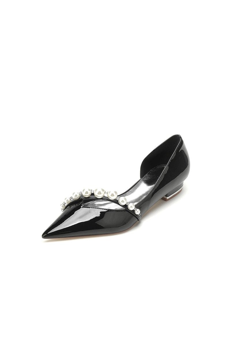 Black High Heels with Pearl and Rhinestone Embellishments