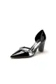 Ivory High Heels with Crystal Bow Embellishment(Black,US5)