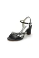 Fuchsia High Heels with Shimmering Metal Accents(Black,US6)
