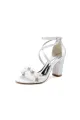 White High Heels with Silver Accents