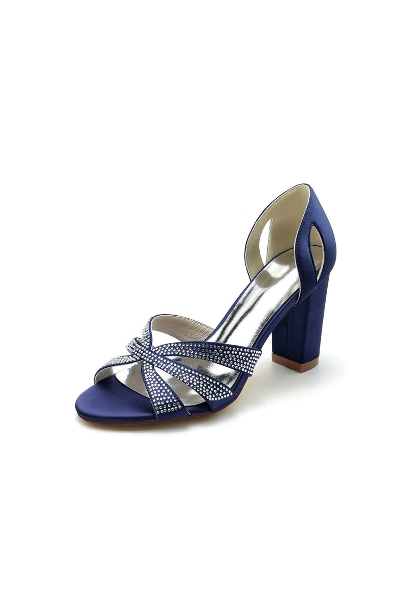 Navy Blue High Heels with Silver Heel