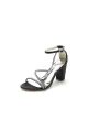 Faux Silk Strappy Chunky Heel Prom Shoes(Black,US5)