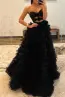Reyna |Ball Gown Sweetheart Pink Tiered Printed Tulle Prom Dress(Black,2)
