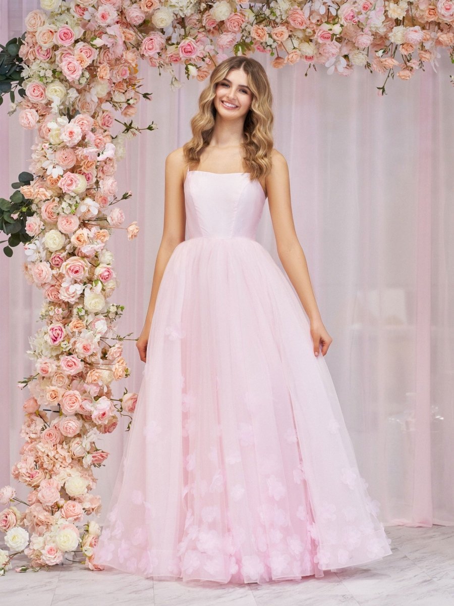 Arabella |A-line Spaghetti Straps Pink Tulle Prom Dress