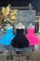 Sondra | Fuchsia A-Line Sweetheart Tulle Tiered Corset Short Homecoming Dress(Black,2)