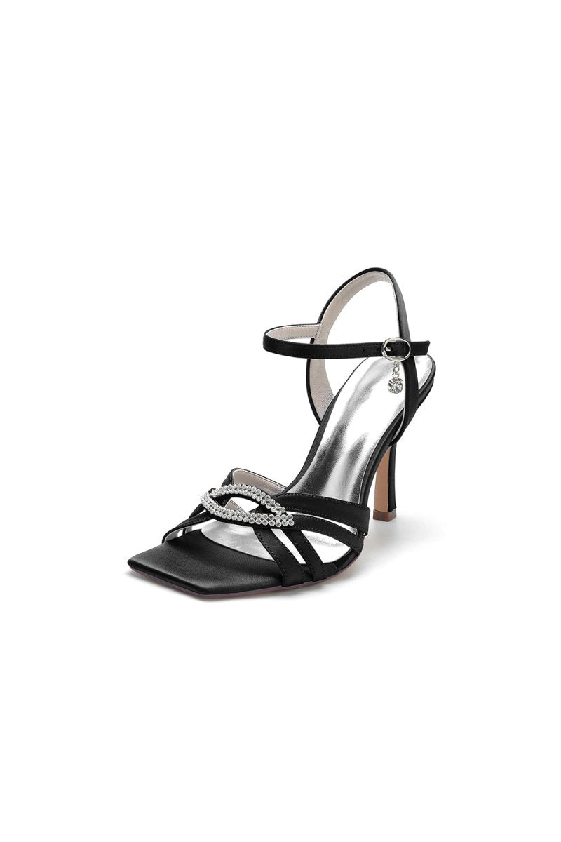 Black Wedding Sandals with Rhinestone