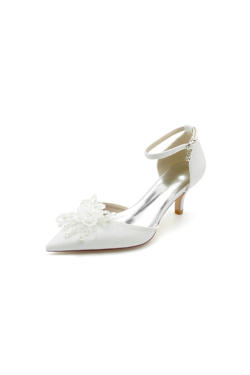 Ankle Strap Wedding Stiletto Heels with Flower