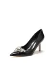 Patent Leather Rhinestone Stiletto Heels(Black,US5)