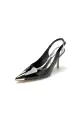 Glitter Crystal Wedding Shoes with Slingback Strap(Black,US5)