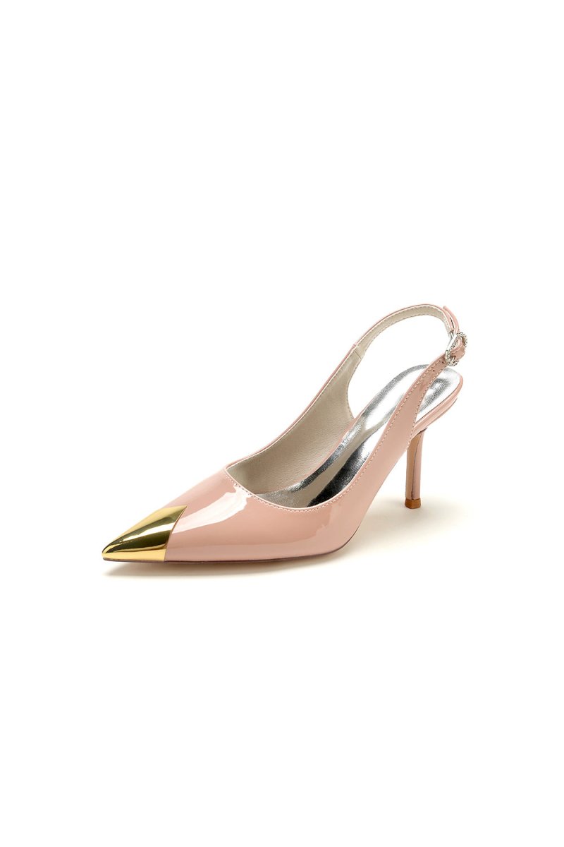 Glitter Crystal Wedding Shoes with Slingback Strap