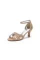Glitter Open Toe Hollow-out Stiletto Heels With Rhinestone(Champagne,US6)
