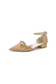 Glitter Pointed Toe Low Heels Wedding Shoes with Bow(Champagne,US5)