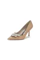 Glitter Pointed Toe Rhinestone Party Shoes(Champagne,US5)