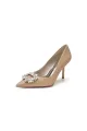 Glitter Pointed Toe Stiletto Heels With Rhinestone(Champagne,US5)