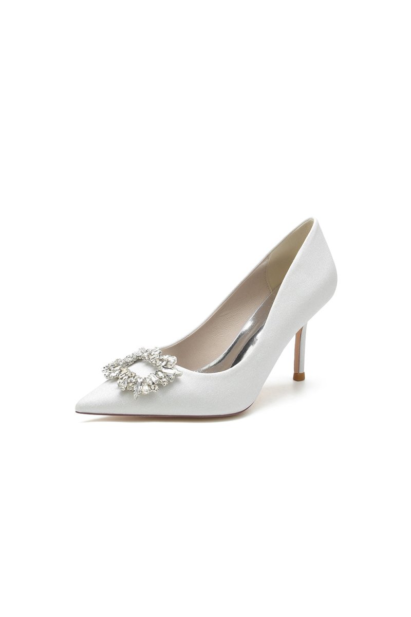 Glitter Pointed Toe Stiletto Heels With Rhinestone