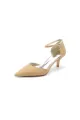 Glitter Pointed Toe Wedding Shoes with Ankle Strap(Gold,US6)