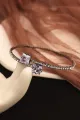 Gold Rhinestone Open Cuff Tennis Bracelets(Black,One Size)