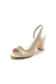 Champagne Evening Chunky Shoes with Lace and Sequins
