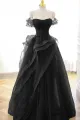 Nellie | Green Tulle Lace Long Prom Dress with Corset. Green Formal Party Dress(Black,2)