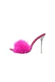 Hot Pink Feathers Pointed Toe Stiletto Sandals