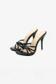 Hot Pink Pointed Toe Stiletto Sandals(Black,US5)