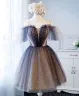 Sweetheart V-neck Starlit Cloud Tulle Mini Length Homecoming Dress(Black,2)