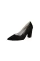 Ivory Lace High Heels with Wooden Heel(Black,US5)
