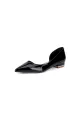 Burgundy Pointed-Toe Flats with a Sleek Finish(Black,US5)