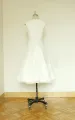 Jewel Cap Sleeve Zipper Back Tea-Length Satin Wedding Dress(Diamond White,2)