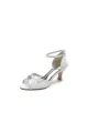 Lace Beaded Peep Toe Imitated Silk High Heels
