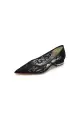 Lace Cocktail Pointed Toe Flats(Black,US6)