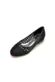 Lace Pointed Toe Wedding Flats(Black,US6)