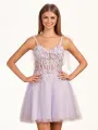 Sierra | Lavender Floral Appliques Sweetheart A-Line Short Homecoming Dress