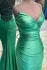 Barrie | Mermaid Spaghetti Straps Blue Satin Long Prom Dress with Criss Cross Back(Green,2)