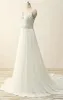 Maxi V-Neck Beading Chiffon Lace Satin Dress(Diamond White,2)