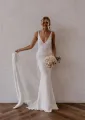 Jaylynn | Mermaid Deep V-Neck Backless White Wedding Dress