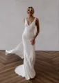 Jaylynn | Mermaid Deep V-Neck Backless White Wedding Dress(Diamond White,2)