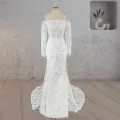 Mermaid Off the Shoulder Long Sleeves Wedding Dress with Slit