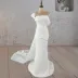 Mermaid Ruched Off-Shoulder Beauty Wedding Dress with Train