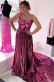 Yesenia | Metallic Off-the-Shoulder Pleated Prom Dress with Broken Mirrors(Fuchsia,2)