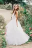 Multi Layered V-neck Tulle Wedding Dress With Ruffles(Diamond White,2)