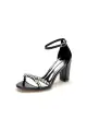 Black High Heels with Crystal Ankle Strap