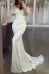 Off-Shoulder Long Sleeve Trumpet Appliques Beach Wedding Dress(Diamond White,2)